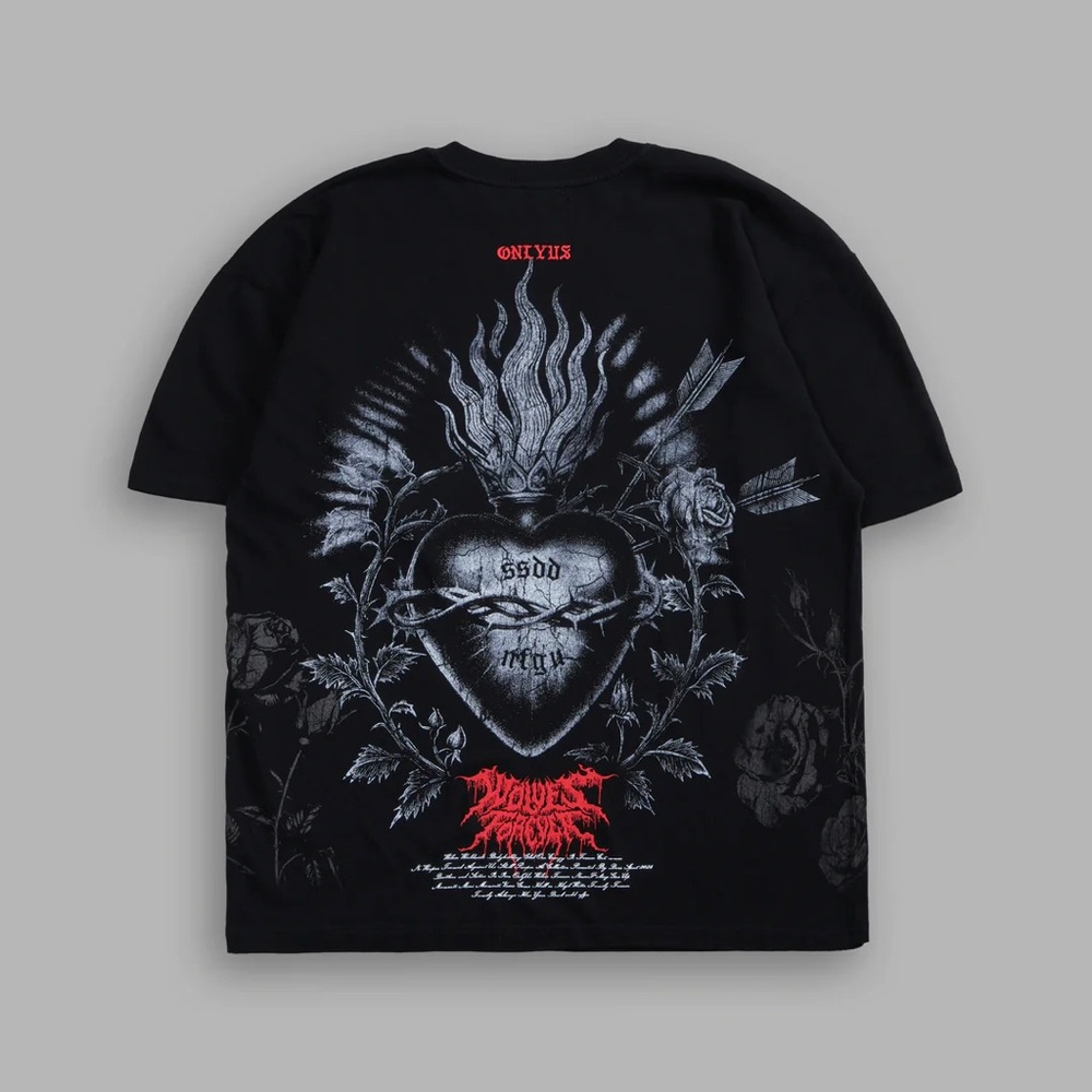 CORAZON DE GUERRERO "SIDE BY SIDE" SERIES PREMIUM TEE IN BLACK